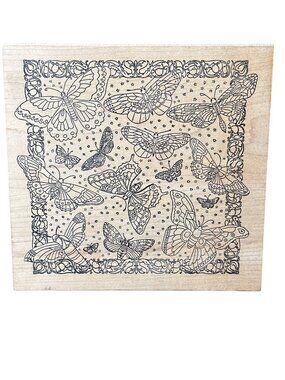 Magenta Rubber Stamps XL 7.5" x 7.5" Butterfly Pattern Wood Rubber Stamp